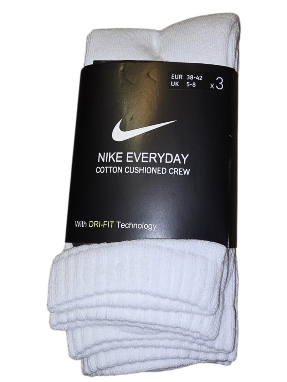 Nike White Everyday Cotton Cushioned Crew Socks - 3 Pack